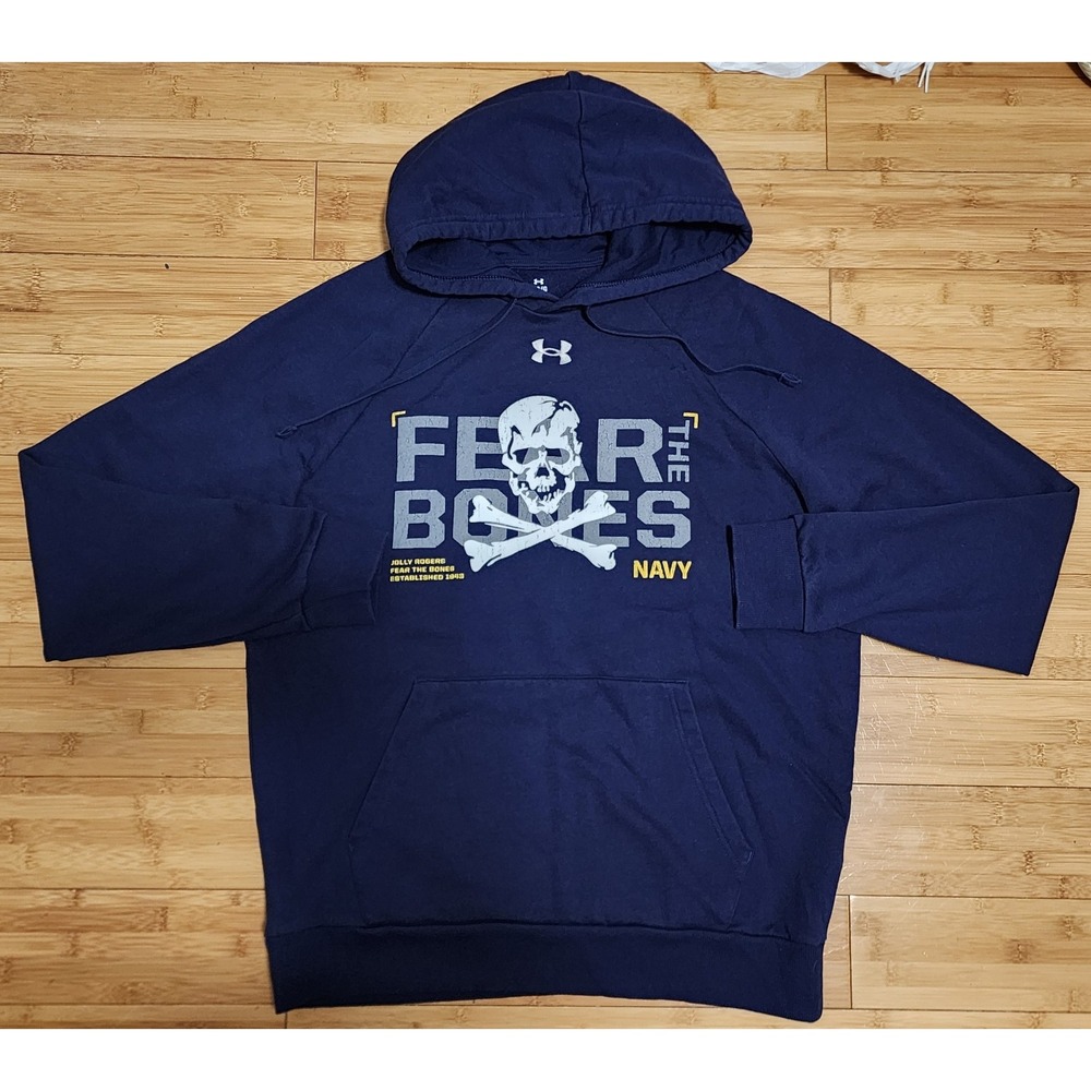 Under Armour Navy Midshipmen Fear The Bones Sweatshirt Hoodie Blue Mens Sz Large